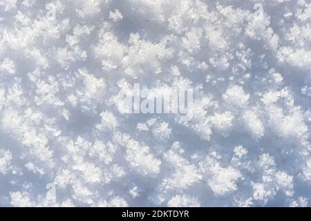 Detail von frischem Pulverschnee als Hintergrund Stockfoto