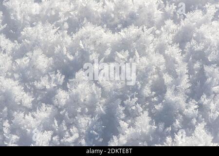 Detail von frischem Pulverschnee als Hintergrund Stockfoto