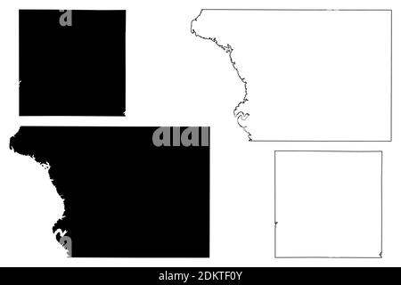 Walworth und Sanborn County, State of South Dakota (U.S. County, United States of America, USA, U.S., US) Kartenvektordarstellung, Skizzenkarte Stock Vektor