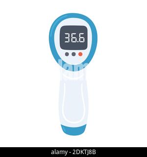 Berührungsloses elektronisches Infrarot-Thermometer mit Normwerten. Medizinische Messgeräte. Isolierter Vektor Stock Vektor
