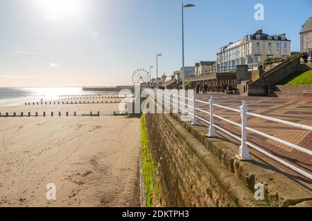 Blick auf Bridlington von North Beach Shoreline, Bridlington, North Yorkshire, England, Großbritannien, Europa Stockfoto