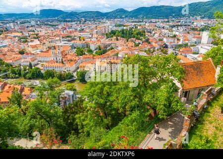 Blick auf das Stadtbild vom Schloss, Graz, Steiermark, Österreich, Europa Stockfoto