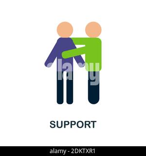 Flaches Symbol für Unterstützung. Farbe einfaches Element aus Freiwilligenarbeit Sammlung. Creative Support Symbol für Web-Design, Vorlagen, Infografiken und mehr Stock Vektor
