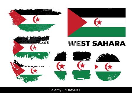 Westsahara Vektor Stock set flag isoliert. Sahrawi Stock Vektor