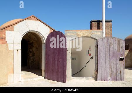 Türen oder Dachterrasse der Zitadelle, Fort, Festung oder Schloss von Saint Tropez Var Provence Frankreich Stockfoto