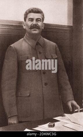 Retro-Foto von Joseph Stalin. Joseph Stalin (1878 – 1953) ein georgischer Revolutionär und sowjetischer Politiker, der die Sowjetunion von Mitte der 1920er Jahre anführte Stockfoto