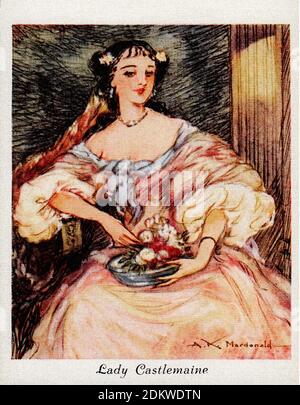 Antique cigarettes cards. Players Cigarettes (series Famous Beauties ). Lady Castlemaine, 1st Duchess of Cleveland. 1937 Barbara Palmer, 1st Duchess o Stock Photo