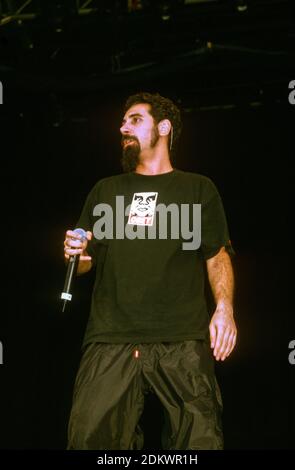 Serj Tankian in System of a Down am Leeds Festival 2001. Stockfoto