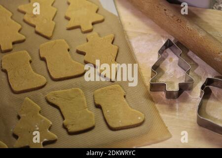 Gingerbread Cookie Baking, perfect for the festive season ! Taken in my home kitchen 2020 Stock Photo