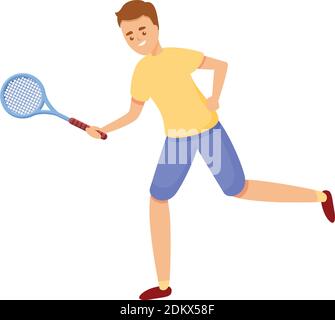 Schlag mit Tennisschläger-Symbol. Cartoon des Schlages mit Tennisschläger Vektor-Symbol für Web-Design isoliert auf weißem Hintergrund Stock Vektor