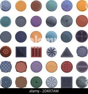 Mannlochsymbole gesetzt. Cartoon Satz von Schachtvektor Symbole für Web-Design Stock Vektor