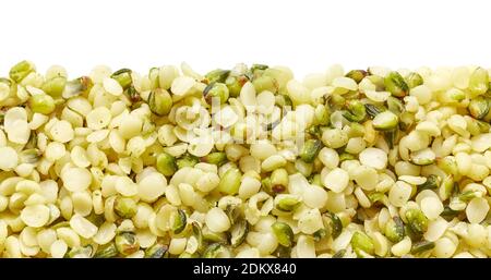 Nahaufnahme Bild von Hanf Herzen auf weißem Hintergrund. Stockfoto