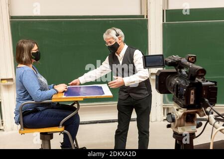 Online-Vorlesung Physik an der Technischen Universität Dortmund Während der COVID-19-Pandemie Stockfoto