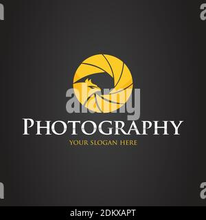 eagle Eye Logo Vorlage Design geeignet für Gemeinschaft, Studio, oder Shop Fotografie, die Fotografie-Ausrüstung verkauft. Logo, das die Kamera Shutt mischt Stock Vektor