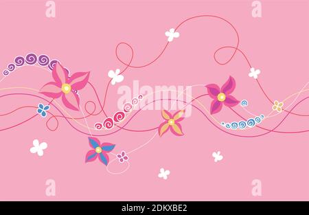 Farbe floral horizontal nahtlose Ornament. Vektorgrafik. Stock Vektor