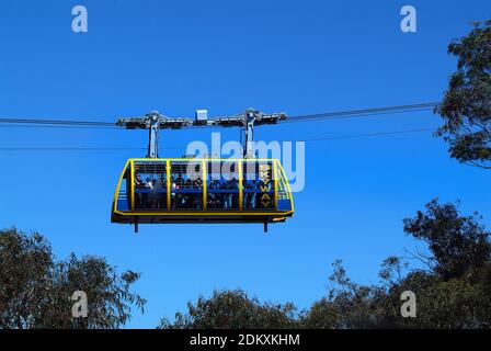 Katoomba, NSW, Australien - 22. Februar 2008: Seilbahn in den Blue Mountains Nationalpark, bevorzugten Reiseziel mit drei Schwestern rock formatio Stockfoto