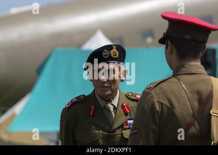 Re-enactor gekleidet als der Weltkrieg zwei britischen Feldmarschall Bernard Law Montgomery bei einer Airshow in Cosford Stockfoto