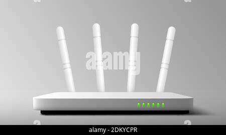 Weißer WLAN-Router. Internet-Kommunikationskonzept. Vektorgrafik Stock Vektor