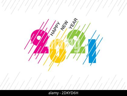 Frohes neues Jahr 2021 mit bunten Text Stil Vorlage Design Stock Vektor