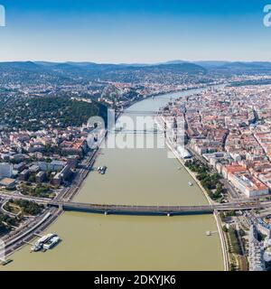 Luftaufnahme von Budapest mit Donau Stockfoto