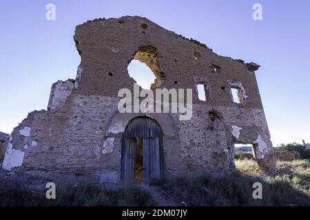 Die Überreste eines Klosters in der Nähe von Belchite zerstört während der Spanischer Bürgerkrieg Stockfoto