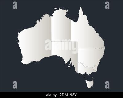 Australien Karte, Infografiken flache Designfarben schneeweiß, einzelne Regionen leer Stockfoto