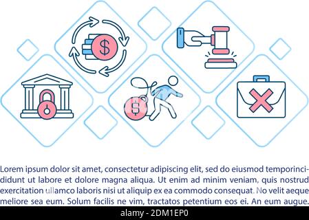 Finanzielle Schwierigkeiten Konzept-Symbol mit Text Stock Vektor