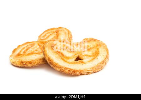 Zwei palmiers isoliert auf einem weißen Hintergrund in einem Ende Ansicht nach oben Stockfoto