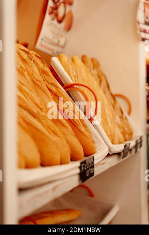 Bread counter display Stock Photo