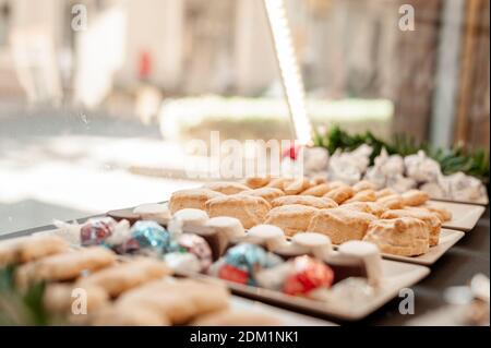 Bäckerei Konditorei Theke in Spanien Stockfoto