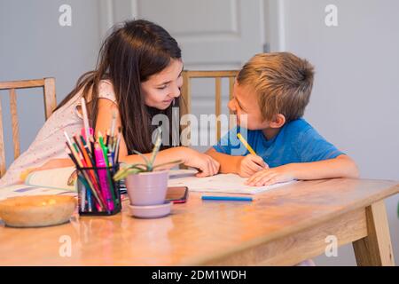 To study at home is easier together Stockfoto