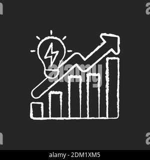 Verschwenderischer Energieverbrauch Kreideweiß-Symbol auf schwarzem Hintergrund Stock Vektor