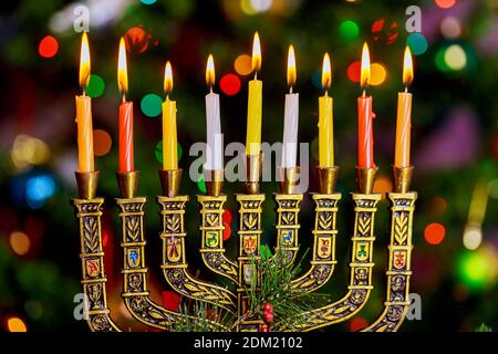 Kwanzaa Feiertagsfeier mit afrikanischen Festkerzen Stockfoto