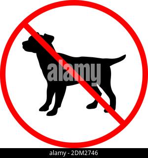 Stop keine Hunde erlaubt. Schild das Gehen von Hunden ist verboten. Symbol für die Abbildung Stock Vektor