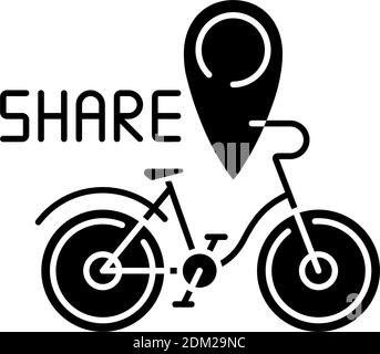 Fahrrad-Sharing-System schwarz Glyph Symbol Stock Vektor