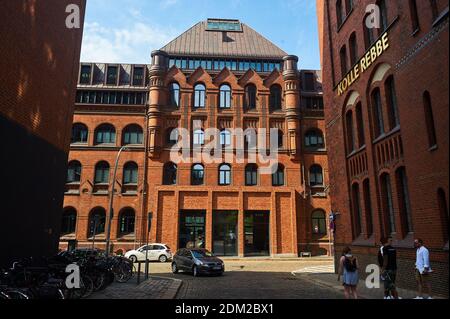 HAMBURG, 25. JULI 2019: Speicherstadt Hamburg. Gebäude aus roten Ziegeln Stockfoto