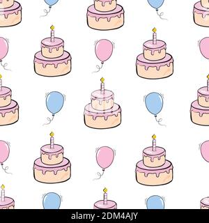 Nahtlose Happy Birthday Kuchen und Dekoration Hintergrund Muster in Vektor Stock Vektor