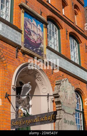 Haus des Seemanns´s Guildhall, Fassade, Hansestadt Lübeck, UNESCO Weltkulturerbe, Schleswig-Holstein, Norddeutschland, Europa Stockfoto