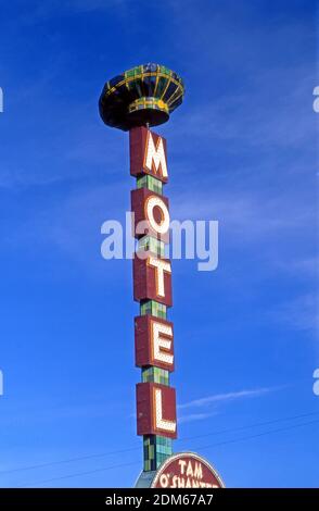 Das Tam O 'Shanter Motel Schild in der Innenstadt von Las Vegas, Nevada Stockfoto