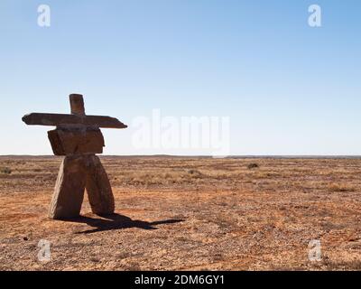 'Not-the-Marree man' oder manchmal auch als 'Outback man' in der Wüste bei Marree, Südaustralien, bekannt Stockfoto