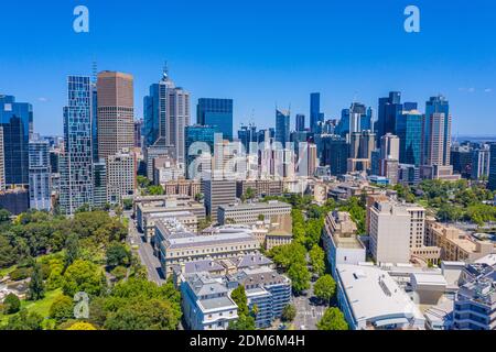Stadtbild von Melbourne von Fitzroy Gardens, Australien Stockfoto