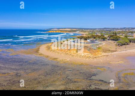 Blick auf einen Strand in Torquay, Australien Stockfoto