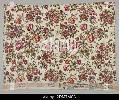 Koch de Piece, Medium: Baumwolle Technik: Block auf Leinwandbindung mit Blöcken für rot, rosa, braun, schwarz, blau und gelb gedruckt., Polychrom massiert floralen Sprays. Es gibt sieben Blütensprays in jeder Mindesteinheit., Sainte-marie-aux-Mines, Haut Rhin, Frankreich, ca. 1850, bedruckte, gefärbte und bemalte Textilien, Chef de Piece Stockfoto