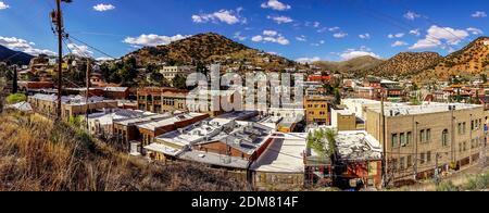 Bisbee, Arizona, überblickt die historische Bergbaustadt Stockfoto