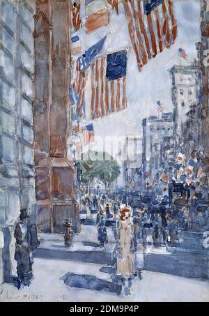 Flaggen, Fifth Avenue 1918 American Impressionist Painting von Childe Hassam - sehr hohe Auflösung und Bildqualität Stockfoto