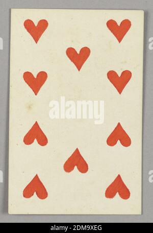Zehn Herzen aus dem Set der Spielkarten 'Jeu Imperial–Second Empire–Napoleon III', F. Chardon, Französisch, aktives 19. jahrhundert, Lithographie auf glasierten Papier, zehn Herzen aus dem Set der Spielkarten 'Jeu Imperial–Second Empire–Napoleon III'., Paris, Frankreich, 1858, Spielkarte, Spielkarte Stockfoto