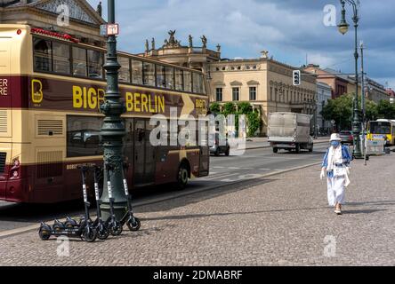 Elderly Woman Well Protected Against Corona On Unter Den Linden In Berlin Stock Photo