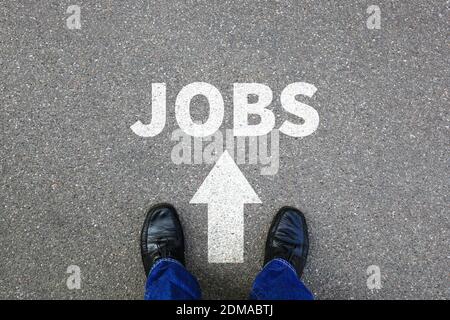 Jobs Job Arbeit Arbeitsstelle Jobsuche suchen Unternehmer Business Konzept Arbeitssuche Stockfoto