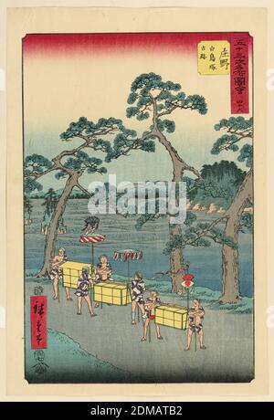 Shono aus der Serie 53 Stations of Tokaido, Ando Hiroshige, japanisch, 1797–1858, Holzschnitt in farbiger Tinte auf Papier, Japan, 1797-1858, Landschaften, Druck Stockfoto