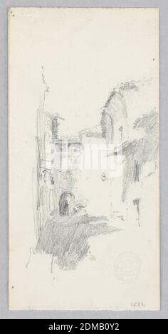 Ansicht von Venedig, Italien, Robert Frederick Blum, Amerikaner, 1857–1903, Graphit auf Wobentpapier, Skizze der Straßenszene in Venedig., Venedig, Italien, 1882, Architektur, Zeichnung Stockfoto